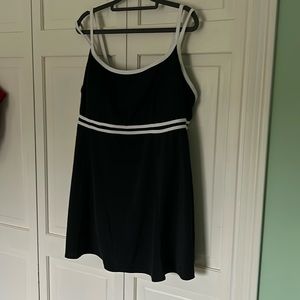 Croft & Barrow 2x Black One Piece Swimsuit with White Trim